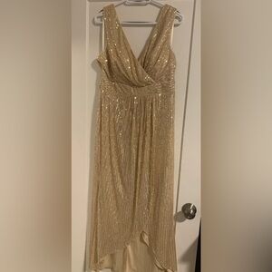 Elegant Gold Sequin Evening Dress